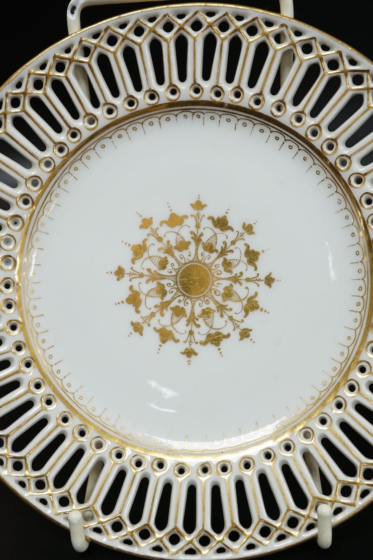 A Meissen plate, a Zsolnay box and cover, and two continental plates, largest 24cm in diameter